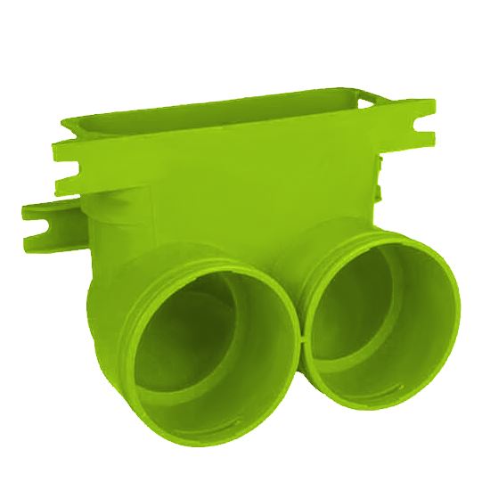 Adaptér 2x kruhový DN 75 na 1x plochý kanál 50X140