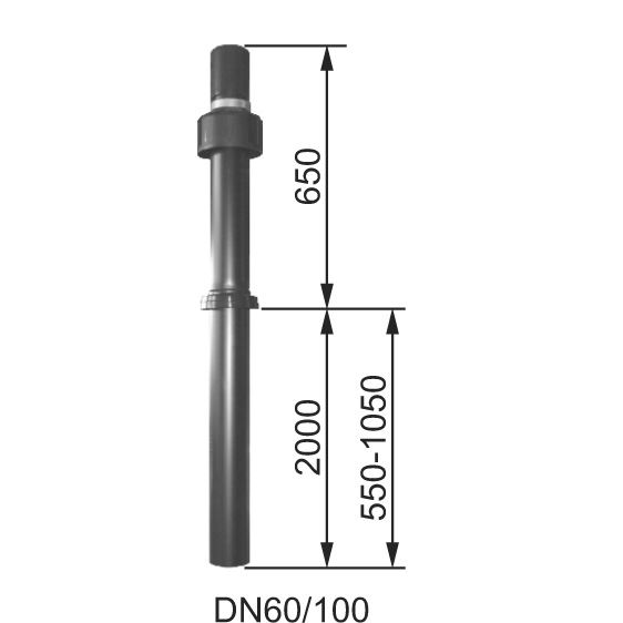 Súprava DN 60/100 - vedenie cez strechu, červenohnedá, dĺžka 2650 mm