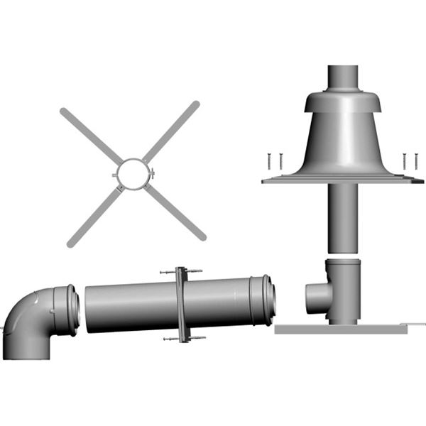 Pripájacia súprava DN 80/125 - vedenie spalín v šachte, antikorový kryt DN80