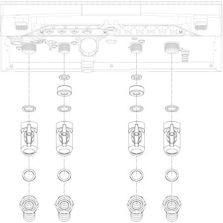 Súprava na hydraulické pripojenie s rohovými kohútmi
